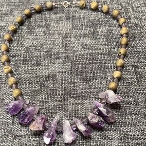 Amethyst Crystals and Druzy Necklace